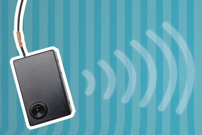 Spårsändare sänder ut signaler. Illustration.