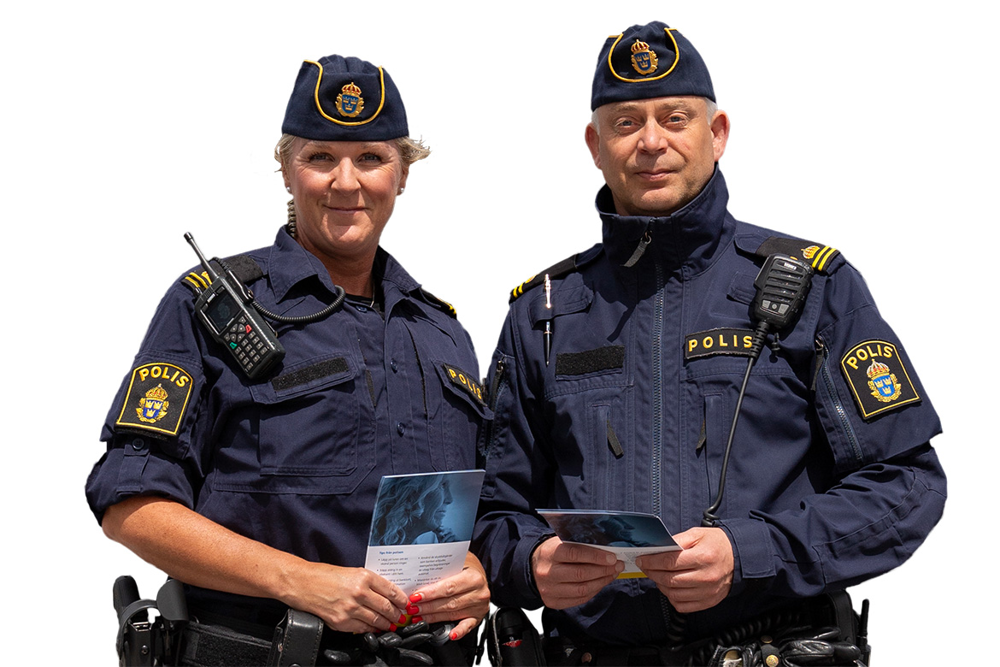Åsa Thorsson, områdespolis, och Jonas Blomberg, IGV/BF, i lokalpolisområde Storgöteborg Kungälv Ale, region Väst. Foto.
