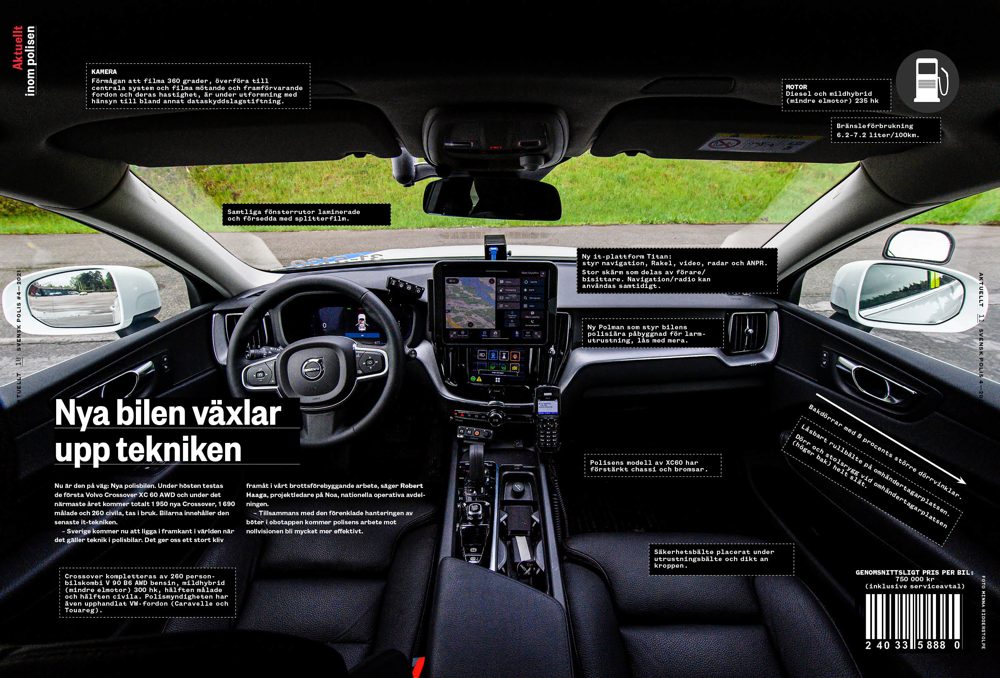 Interiören i nya polisbilen. Foto.